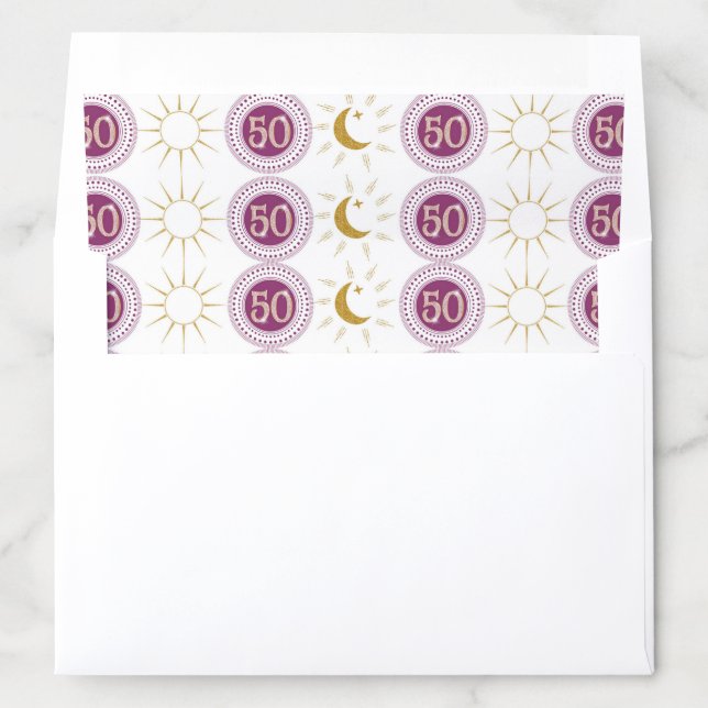 Celebrating 50th Birthday Rose Gold Glitter Envelope Liner (In Envelope)