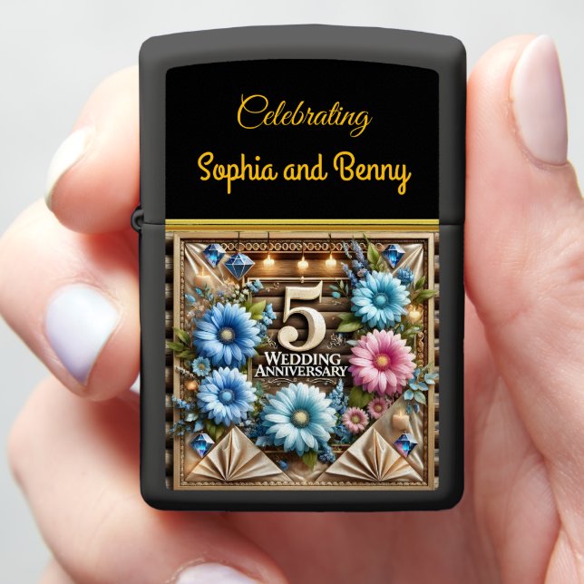 Celebrating 5th Anniversary Love and Togetherness Zippo Lighter (In Hand)