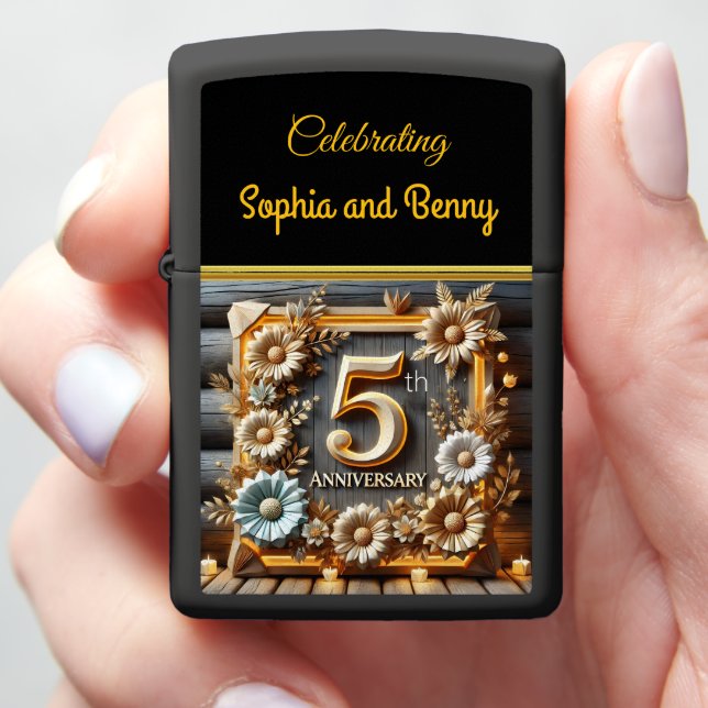 Celebrating 5th Anniversary  With Floral Elegance Zippo Lighter (In Hand)