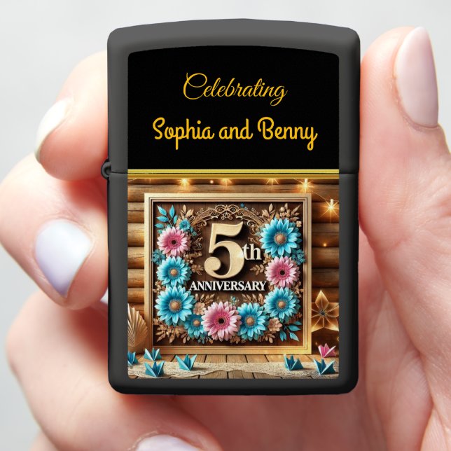 Celebrating 5th Anniversary With Vibrant Floral  Zippo Lighter (In Hand)