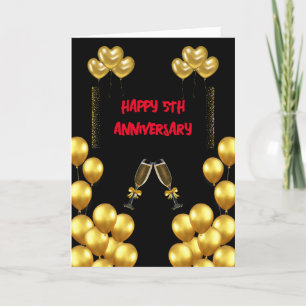 Celebrating 5th Wedding Anniversary Love and Joy Letterpress Thank You Card