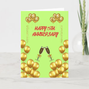Celebrating 5th Wedding Anniversary Love and Joy Letterpress Thank You Card