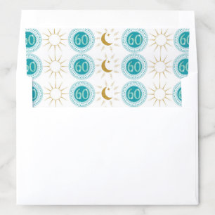 Celebrating 60th Birthday Teal Blue Glitter Envelope Liner