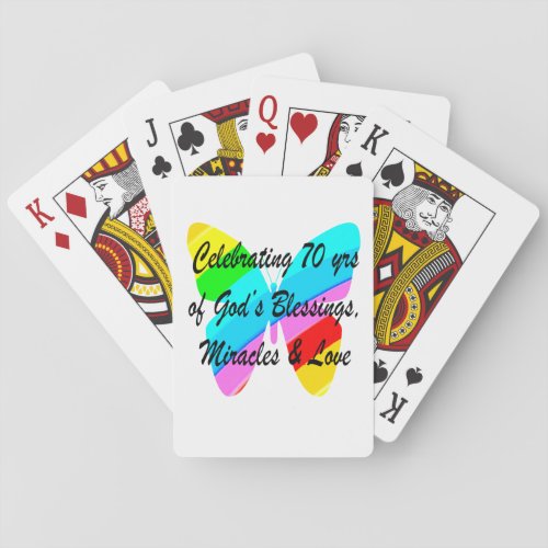 CELEBRATING 70TH BIRTHDAY BUTTERFLY DESIGN POKER CARDS