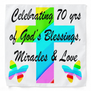 CELEBRATING 70TH BUTTERFLY AND CROSS DESIGN BANDANA