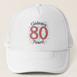 Celebrating 80 years birthday confetti hat