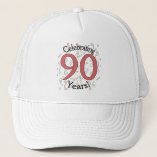 Celebrating 90 years birthday confetti hat