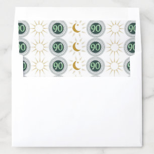 Celebrating 90th Birthday Green Glitter Envelope Liner