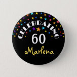 Celebrating A 60th Birthday Stars Pin Or Button at Zazzle