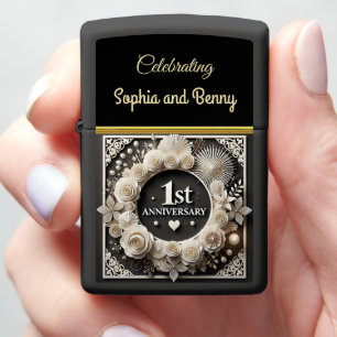 Celebrating a Beautiful First Anniversary Moment Zippo Lighter