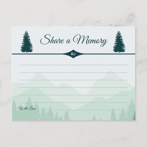 Celebrating a Life Green Forest Pines Share Memory Invitation Postcard