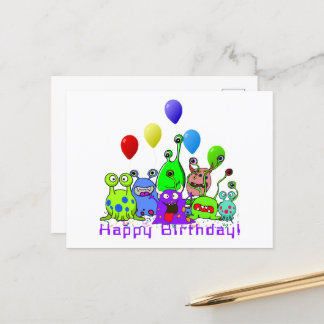 Celebrating Aliens Birthday Postcard