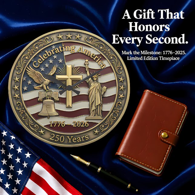 Celebrating America 250 Years Patriotic Large Clock (Creator Uploaded)