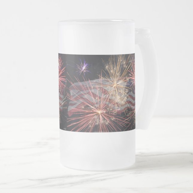 Celebrating America Frosted Glass Beer Mug (Front Right)