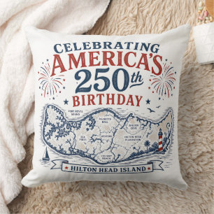 Celebrating America's 250th Birthday Hilton Head Throw Pillow