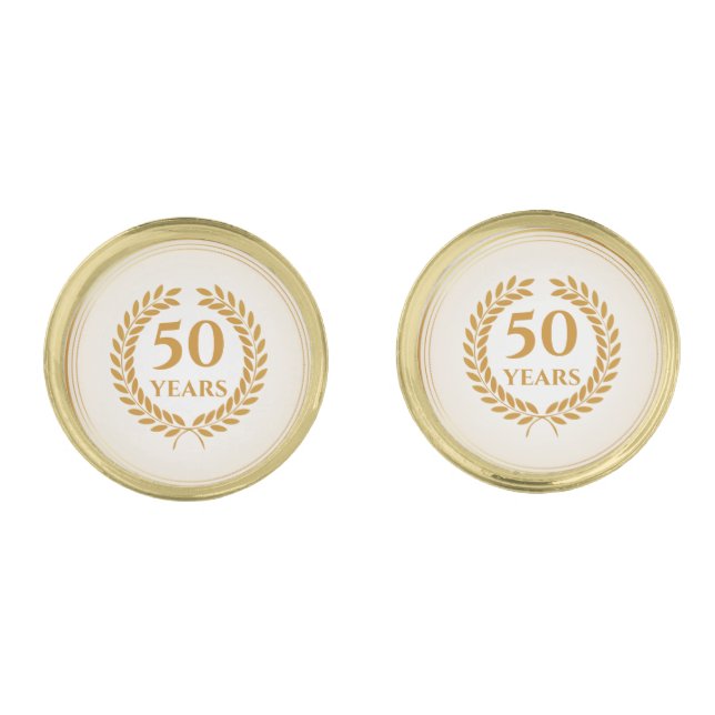 Celebrating Anniversary. Gold Personalized Cufflinks (Front)
