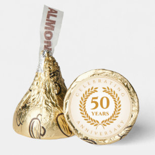 Celebrating Anniversary. Gold Personalized  Hershey®'s Kisses®