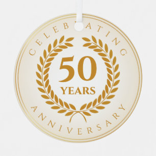 Celebrating Anniversary. Gold Personalized Metal Ornament