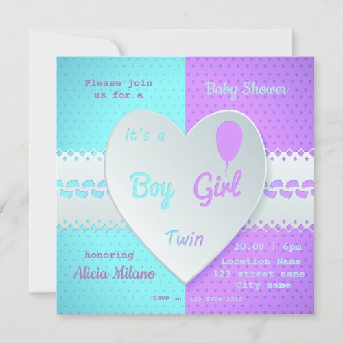 Celebrating Birth Of Twins Baby Shower Invitation