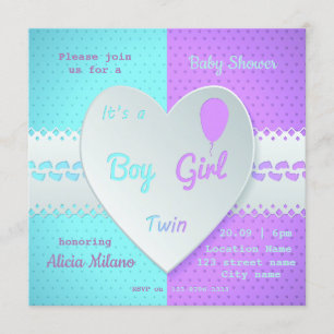 Celebrating Birth Of Twins Baby Shower Invitation