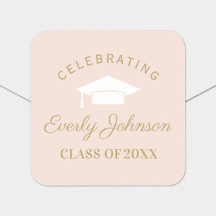Celebrating Blush Gold Class of 2026 Graduation Square Sticker