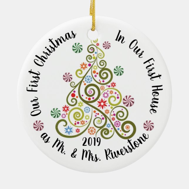 Celebrating Christmas and Hanukkah Ceramic Ornament (Back)
