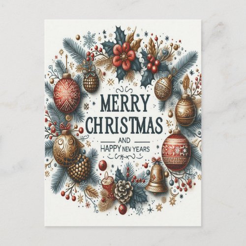 Celebrating Festive Bliss Merry Christmas Postcard