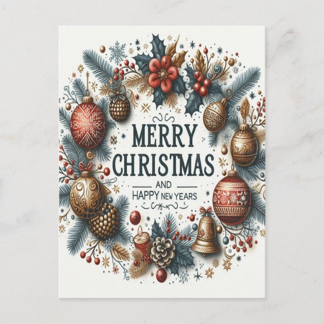 Celebrating Festive Bliss: Merry Christmas Postcard (Front)