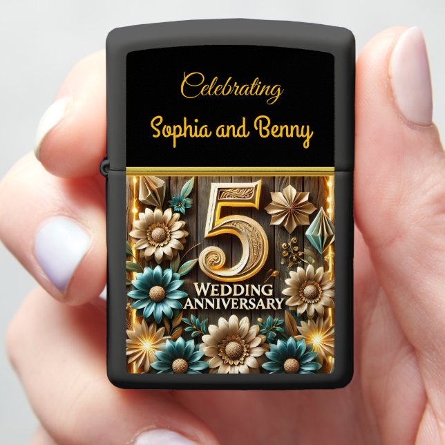 Celebrating Five Years of Love and Togetherness Zippo Lighter (In Hand)