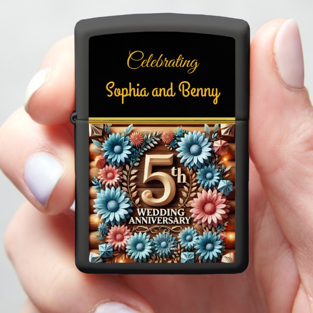 Celebrating Five Years of Love and Togetherness Zippo Lighter (In Hand)