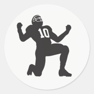 Celebrating Football Player Silhouette Classic Round Sticker