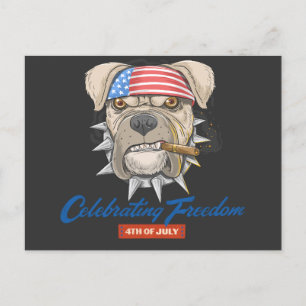 Celebrating Freedom 4th of July American Bulldog Postcard