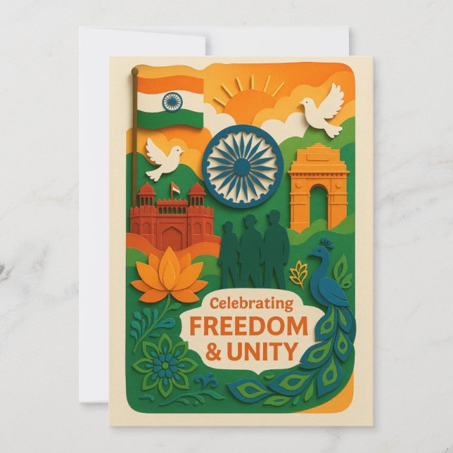 Celebrating Freedom and Unity India Card (Front)