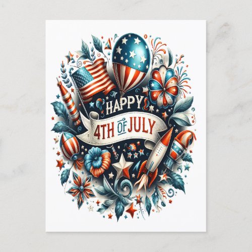 Celebrating Freedom Fourth of July Holiday Postcard