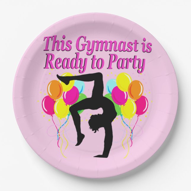 CELEBRATING GYMNASTICS PARTY PAPER PLATES (Front)
