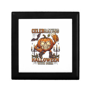 Celebrating Halloween Beer Skull Pumpkin Bat Candl Gift Box