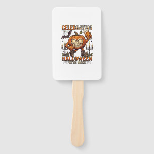 Celebrating Halloween Beer Skull Pumpkin Bat Candl Hand Fan