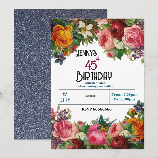 Celebrating Her Birthday  Invitation (Front/Back)