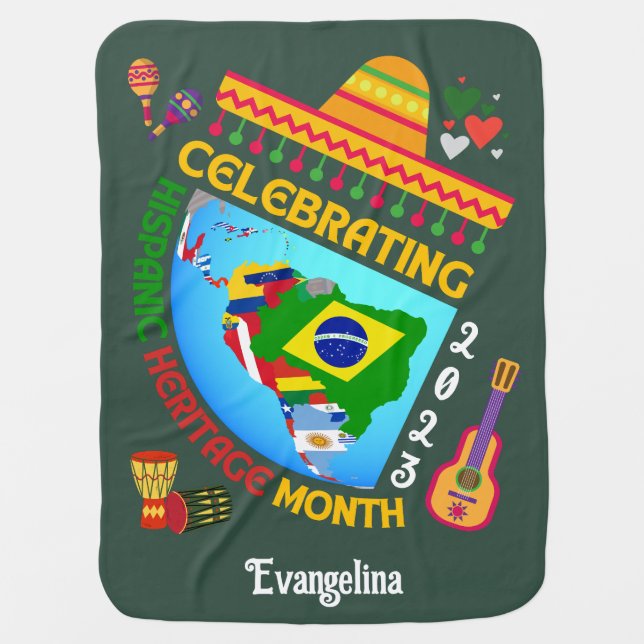 Celebrating HISPANIC HERITAGE MONTH Baby Blanket (Front)