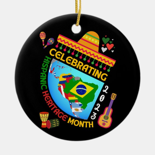 Celebrating HISPANIC HERITAGE MONTH Ceramic Ornament (Front)
