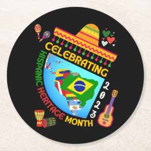 Celebrating HISPANIC HERITAGE MONTH Round Paper Coaster