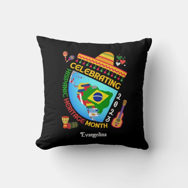 Celebrating HISPANIC HERITAGE MONTH Throw Pillow (Front)
