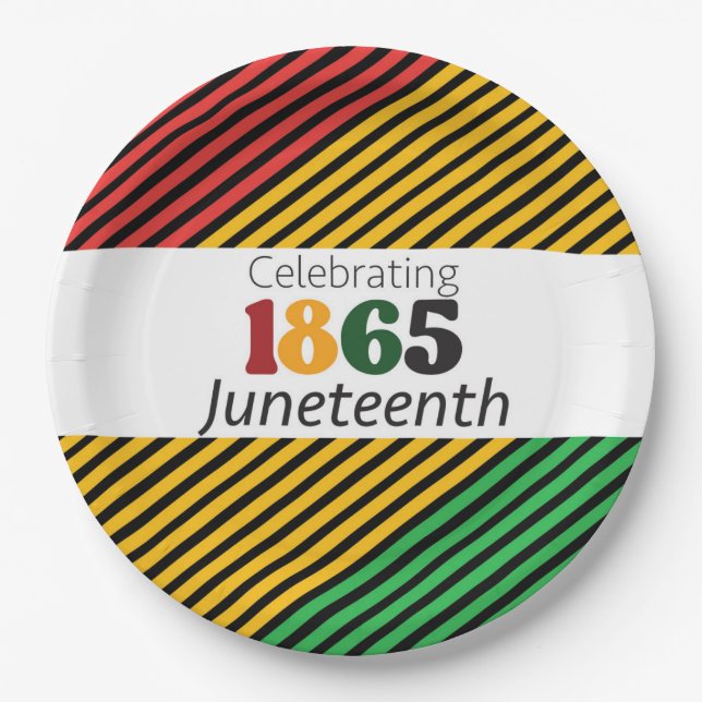Celebrating Juneteenth Since 1865 Flag Pattern  Paper Plates (Front)