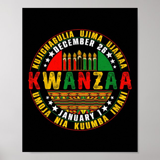 Celebrating Kwanzaa Kinara Principles Candles Pan  Poster (Front)