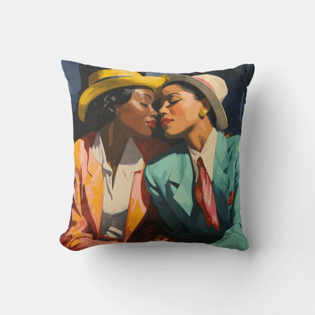 Celebrating Lesbian Black Women Throw Pillow (Front)