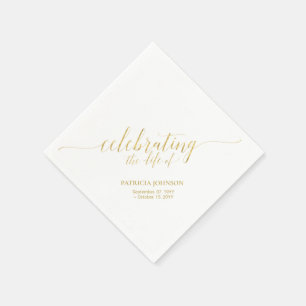 Celebrating Life Elegant Gold Script Memorial Napkins