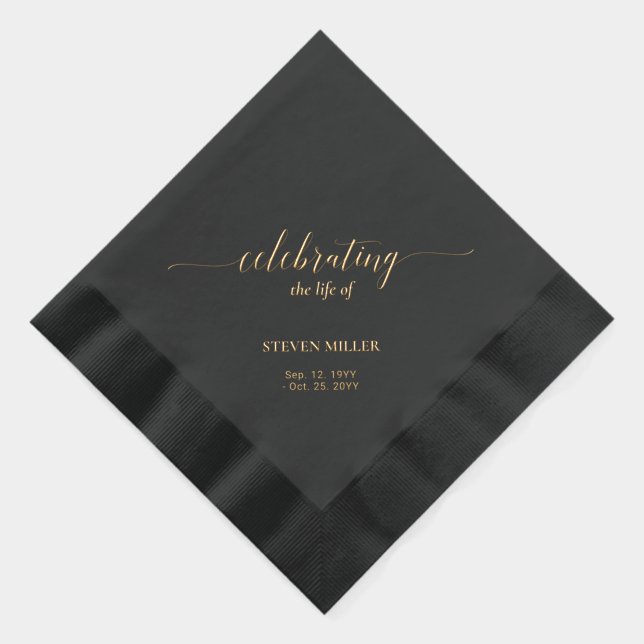 Celebrating Life | Elegant Script Memorial Funeral Foil Napkins (Right)