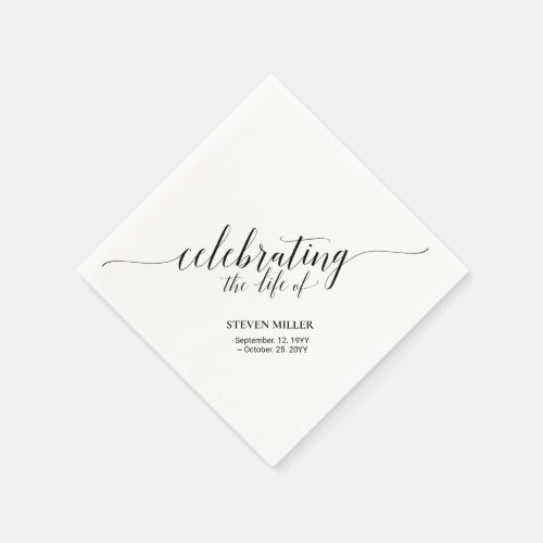 Celebrating Life  Elegant Script Memorial Funeral Napkins