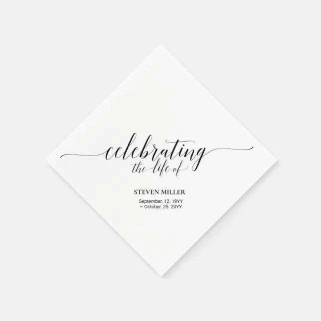 Celebrating Life | Elegant Script Memorial Funeral Napkins | Zazzle