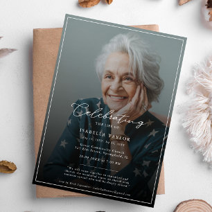 Celebrating Life Modern Funeral Memorial Photo Invitation